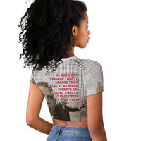 Booker T. Washington Raglan Cropped T shirt Halftone Portrait Design Tilling a Field Quote Historical Civil Rights Tribute TS04