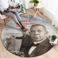 Booker T. Washington Round Carpet Halftone Portrait Design Tilling a Field Quote Historical Civil Rights Tribute - Wonder Print Shop