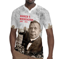 Booker T. Washington Rugby Jersey Halftone Portrait Design Tilling a Field Quote Historical Civil Rights Tribute TS04