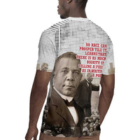 Booker T. Washington Rugby Jersey Halftone Portrait Design Tilling a Field Quote Historical Civil Rights Tribute TS04