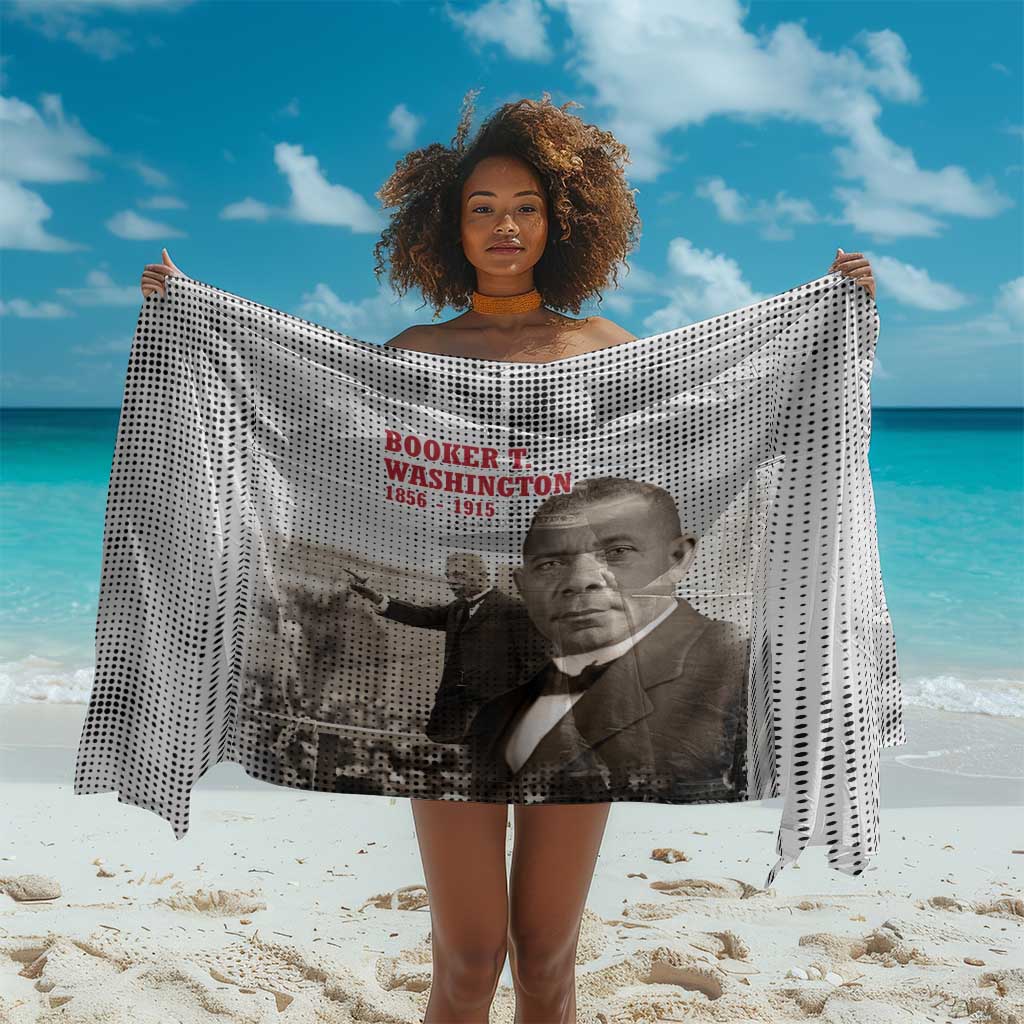 Booker T. Washington Sarong Halftone Portrait Design Tilling a Field Quote Historical Civil Rights Tribute - Wonder Print Shop