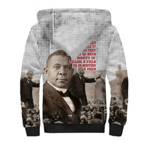 Booker T. Washington Sherpa Hoodie Halftone Portrait Design Tilling a Field Quote Historical Civil Rights Tribute - Wonder Print Shop
