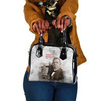 Booker T. Washington Shoulder Handbag Halftone Portrait Design Tilling a Field Quote Historical Civil Rights Tribute - Wonder Print Shop
