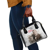 Booker T. Washington Shoulder Handbag Halftone Portrait Design Tilling a Field Quote Historical Civil Rights Tribute - Wonder Print Shop