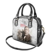 Booker T. Washington Shoulder Handbag Halftone Portrait Design Tilling a Field Quote Historical Civil Rights Tribute - Wonder Print Shop
