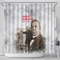 Booker T. Washington Shower Curtain Halftone Portrait Design Tilling a Field Quote Historical Civil Rights Tribute - Wonder Print Shop