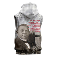 Booker T. Washington Sleeveless Hoodie Halftone Portrait Design Tilling a Field Quote Historical Civil Rights Tribute - Wonder Print Shop