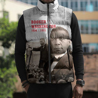 Booker T. Washington Sleeveless Puffer Jacket Halftone Portrait Design Tilling a Field Quote Historical Civil Rights Tribute - Wonder Print Shop