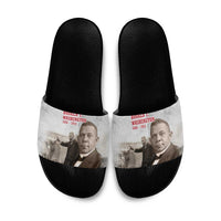 Booker T. Washington Slide Sandals Halftone Portrait Design Tilling a Field Quote Historical Civil Rights Tribute - Wonder Print Shop