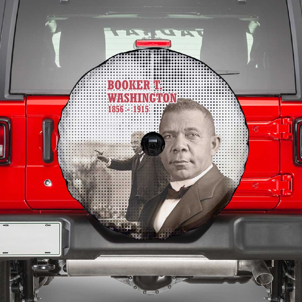 Booker T. Washington Spare Tire Cover Halftone Portrait Design Tilling a Field Quote Historical Civil Rights Tribute - Wonder Print Shop