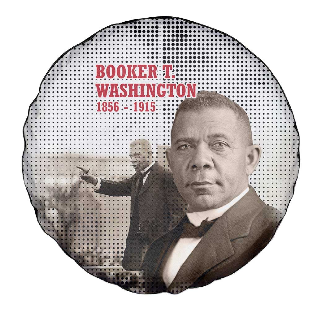 Booker T. Washington Spare Tire Cover Halftone Portrait Design Tilling a Field Quote Historical Civil Rights Tribute - Wonder Print Shop