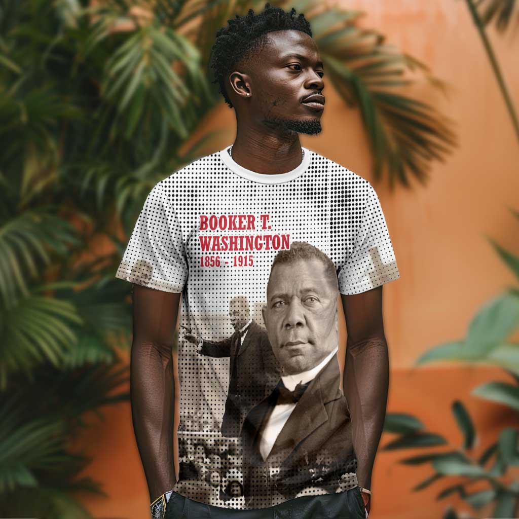 Booker T. Washington T shirt Halftone Portrait Design Tilling a Field Quote Historical Civil Rights Tribute TS04
