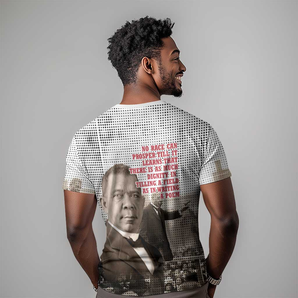 Booker T. Washington T shirt Halftone Portrait Design Tilling a Field Quote Historical Civil Rights Tribute TS04