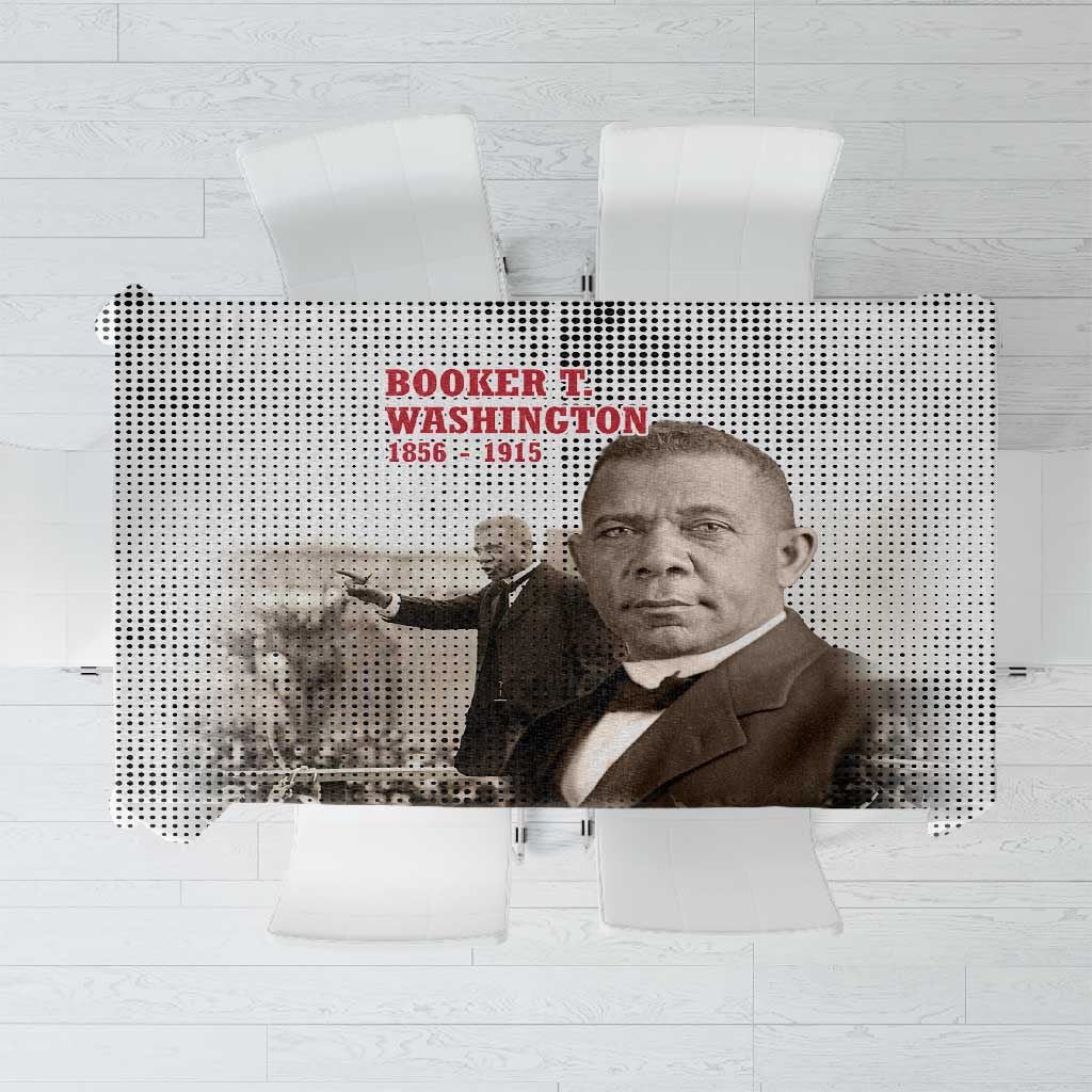 Booker T. Washington Tablecloth Halftone Portrait Design Tilling a Field Quote Historical Civil Rights Tribute - Wonder Print Shop