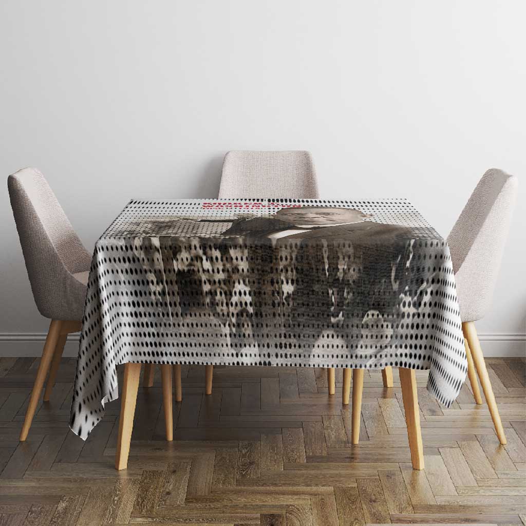 Booker T. Washington Tablecloth Halftone Portrait Design Tilling a Field Quote Historical Civil Rights Tribute - Wonder Print Shop