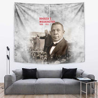 Booker T. Washington Tapestry Halftone Portrait Design Tilling a Field Quote Historical Civil Rights Tribute - Wonder Print Shop