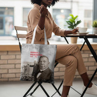 Booker T. Washington Tote Bag Halftone Portrait Design Tilling a Field Quote Historical Civil Rights Tribute - Wonder Print Shop
