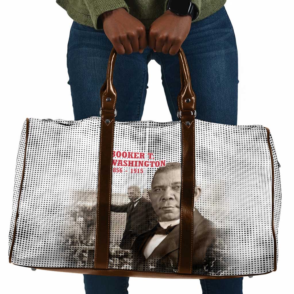 Booker T. Washington Travel Bag Halftone Portrait Design Tilling a Field Quote Historical Civil Rights Tribute - Wonder Print Shop