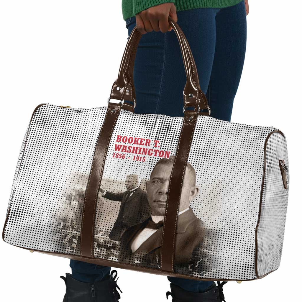 Booker T. Washington Travel Bag Halftone Portrait Design Tilling a Field Quote Historical Civil Rights Tribute - Wonder Print Shop
