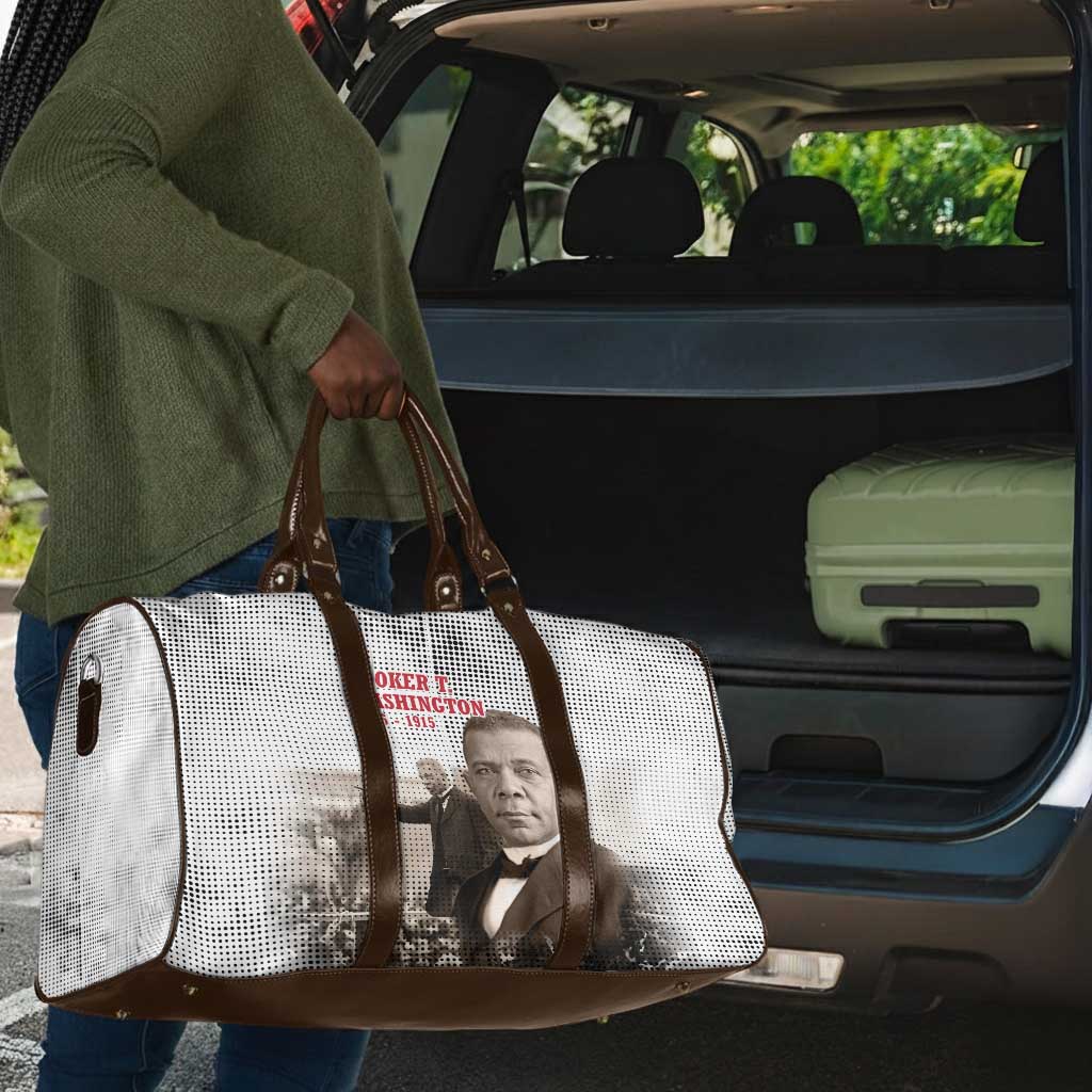 Booker T. Washington Travel Bag Halftone Portrait Design Tilling a Field Quote Historical Civil Rights Tribute - Wonder Print Shop