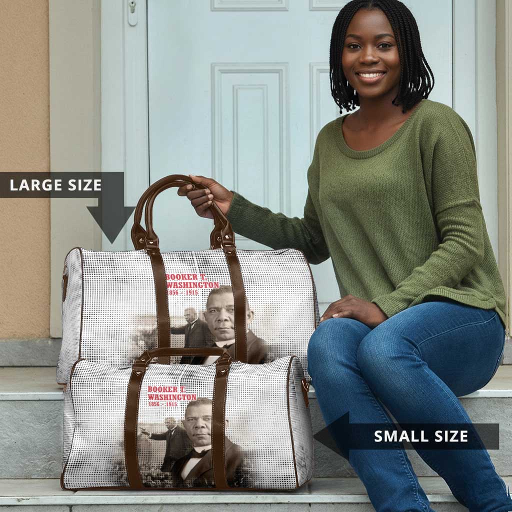 Booker T. Washington Travel Bag Halftone Portrait Design Tilling a Field Quote Historical Civil Rights Tribute - Wonder Print Shop