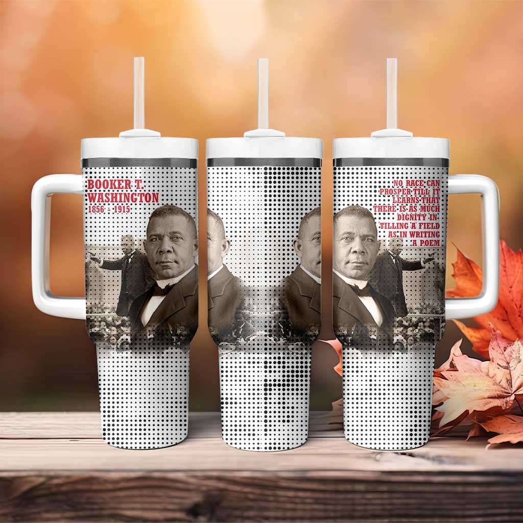 Booker T. Washington Tumbler With Handle Halftone Portrait Design Tilling a Field Quote Historical Civil Rights Tribute - Wonder Print Shop