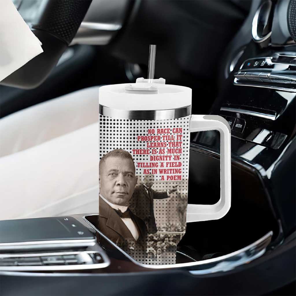 Booker T. Washington Tumbler With Handle Halftone Portrait Design Tilling a Field Quote Historical Civil Rights Tribute - Wonder Print Shop