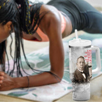 Booker T. Washington Tumbler With Handle Halftone Portrait Design Tilling a Field Quote Historical Civil Rights Tribute - Wonder Print Shop