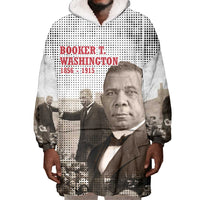 Booker T. Washington Wearable Blanket Hoodie Halftone Portrait Design Tilling a Field Quote Historical Civil Rights Tribute - Wonder Print Shop