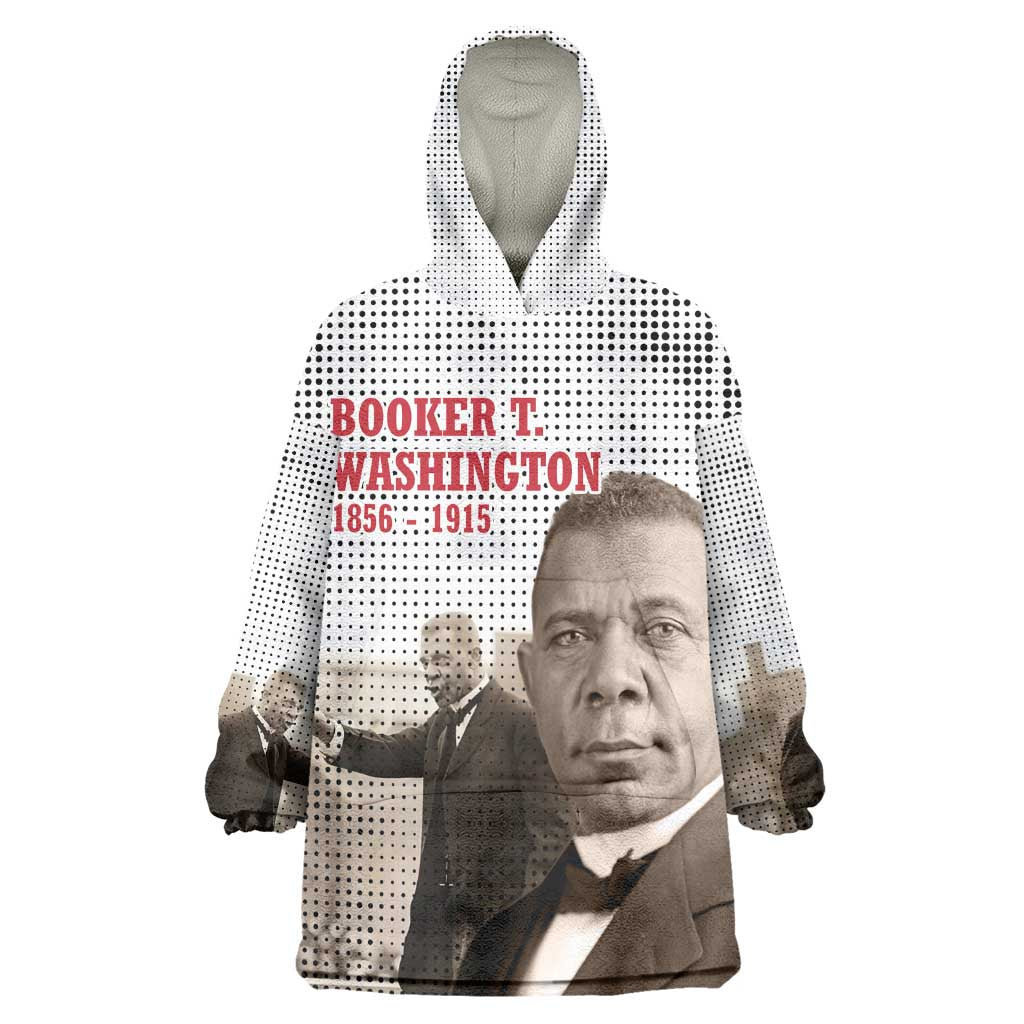 Booker T. Washington Wearable Blanket Hoodie Halftone Portrait Design Tilling a Field Quote Historical Civil Rights Tribute - Wonder Print Shop