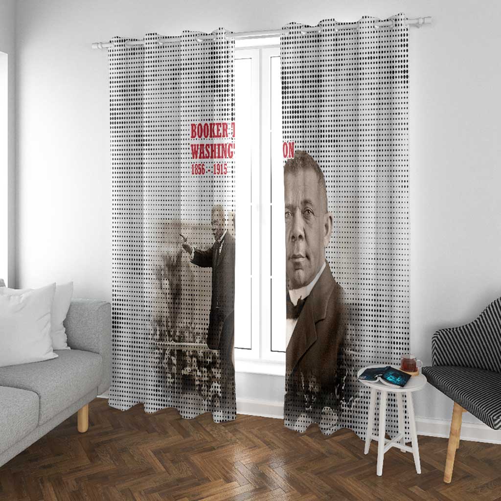 Booker T. Washington Window Curtain Halftone Portrait Design Tilling a Field Quote Historical Civil Rights Tribute - Wonder Print Shop
