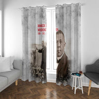 Booker T. Washington Window Curtain Halftone Portrait Design Tilling a Field Quote Historical Civil Rights Tribute - Wonder Print Shop