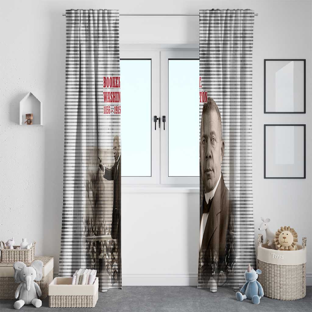 Booker T. Washington Window Curtain Halftone Portrait Design Tilling a Field Quote Historical Civil Rights Tribute - Wonder Print Shop