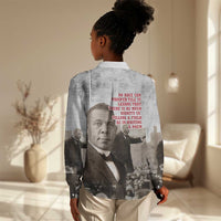 Booker T. Washington Women Casual Shirt Halftone Portrait Design Tilling a Field Quote Historical Civil Rights Tribute - Wonder Print Shop
