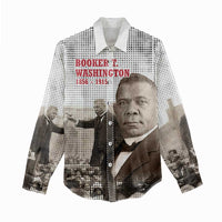 Booker T. Washington Women Casual Shirt Halftone Portrait Design Tilling a Field Quote Historical Civil Rights Tribute - Wonder Print Shop