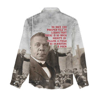 Booker T. Washington Women Casual Shirt Halftone Portrait Design Tilling a Field Quote Historical Civil Rights Tribute - Wonder Print Shop