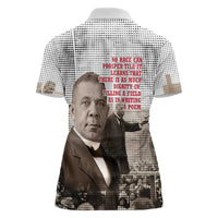 Booker T. Washington Women Polo Shirt Halftone Portrait Design Tilling a Field Quote Historical Civil Rights Tribute TS04