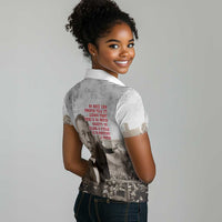 Booker T. Washington Women Polo Shirt Halftone Portrait Design Tilling a Field Quote Historical Civil Rights Tribute TS04