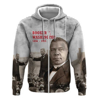 Booker T. Washington Zip Hoodie Halftone Portrait Design Tilling a Field Quote Historical Civil Rights Tribute - Wonder Print Shop