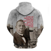 Booker T. Washington Zip Hoodie Halftone Portrait Design Tilling a Field Quote Historical Civil Rights Tribute - Wonder Print Shop