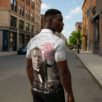 Booker T. Washington Zipper Polo Shirt Halftone Portrait Design Tilling a Field Quote Historical Civil Rights Tribute - Wonder Print Shop