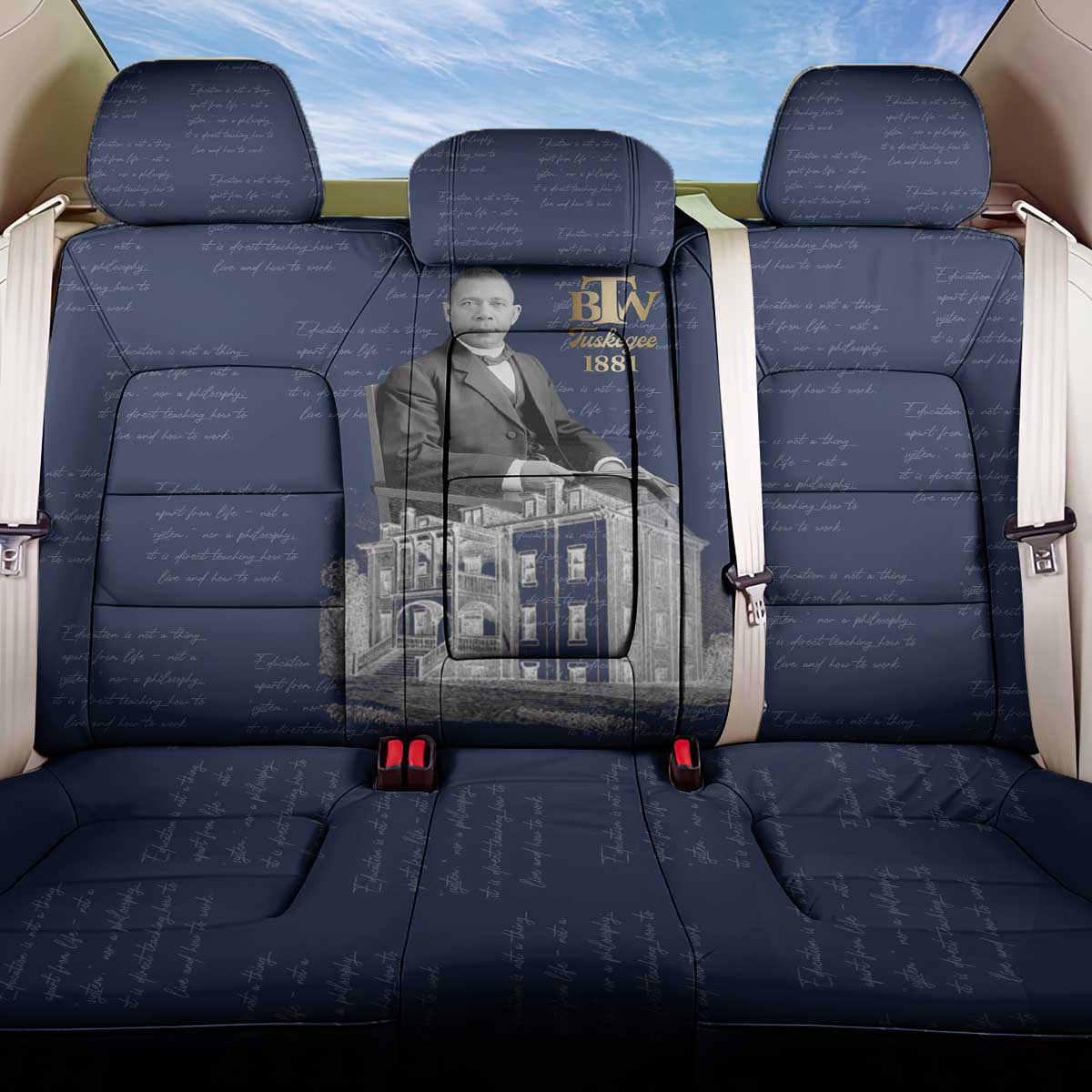 Booker T. Washington Back Car Seat Cover Tuskegee Institute Design Educational Legacy 1881 Historic Tribute - Wonder Print Shop
