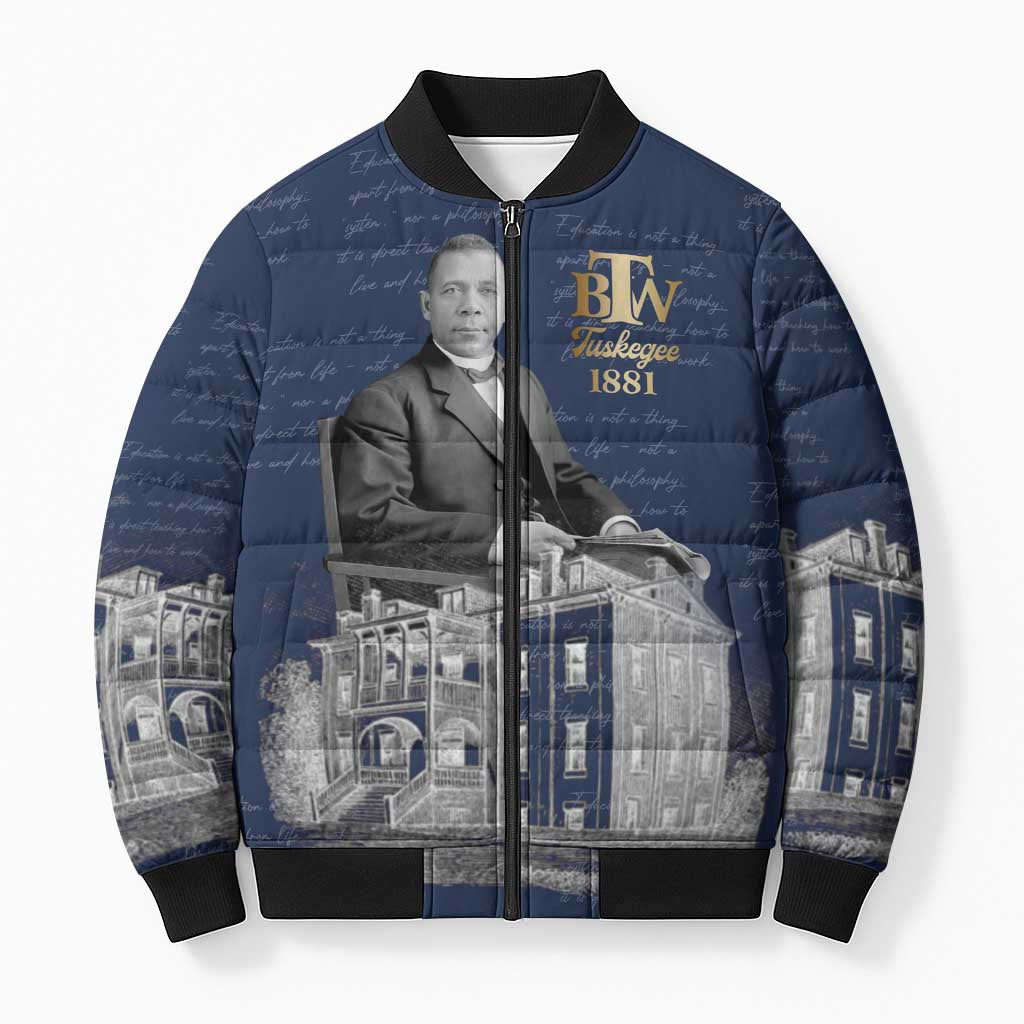 Booker T. Washington Bomber Puffer Jacket Tuskegee Institute Design Educational Legacy 1881 Historic Tribute - Wonder Print Shop