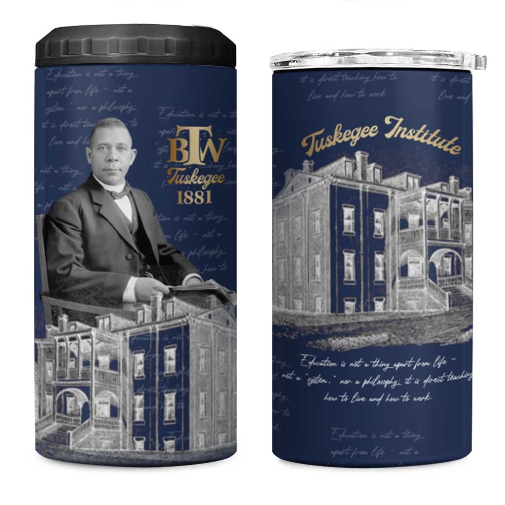 Booker T. Washington 4 in 1 Can Cooler Tumbler Tuskegee Institute Design Educational Legacy 1881 Historic Tribute - Wonder Print Shop