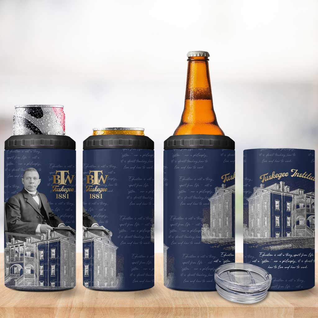 Booker T. Washington 4 in 1 Can Cooler Tumbler Tuskegee Institute Design Educational Legacy 1881 Historic Tribute - Wonder Print Shop