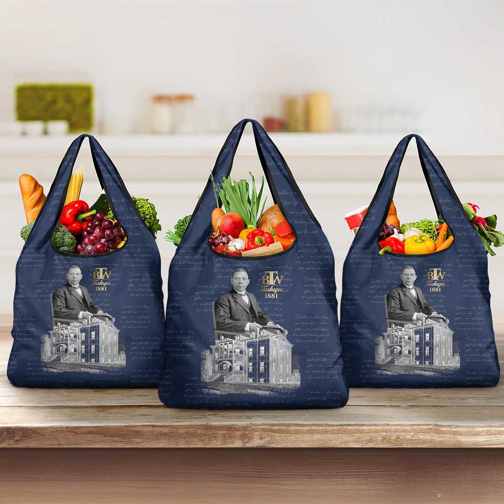 Booker T. Washington Grocery Bag Tuskegee Institute Design Educational Legacy 1881 Historic Tribute - Wonder Print Shop