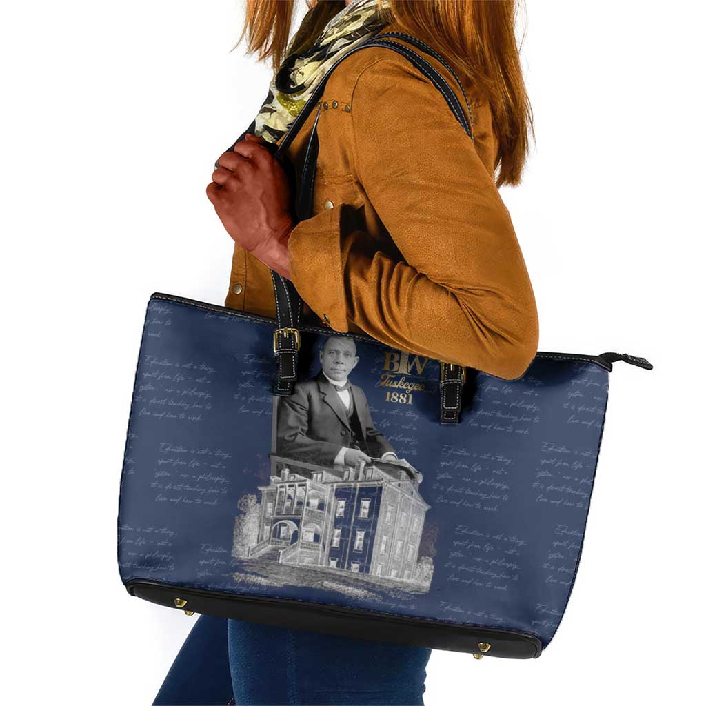 Booker T. Washington Leather Tote Bag Tuskegee Institute Design Educational Legacy 1881 Historic Tribute - Wonder Print Shop