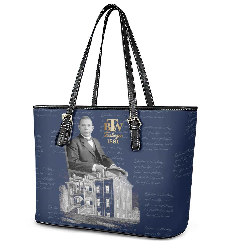 Booker T. Washington Leather Tote Bag Tuskegee Institute Design Educational Legacy 1881 Historic Tribute - Wonder Print Shop