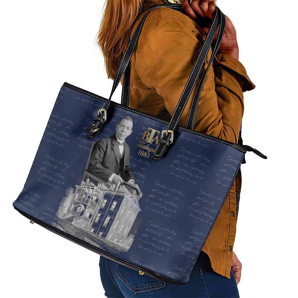 Booker T. Washington Leather Tote Bag Tuskegee Institute Design Educational Legacy 1881 Historic Tribute - Wonder Print Shop