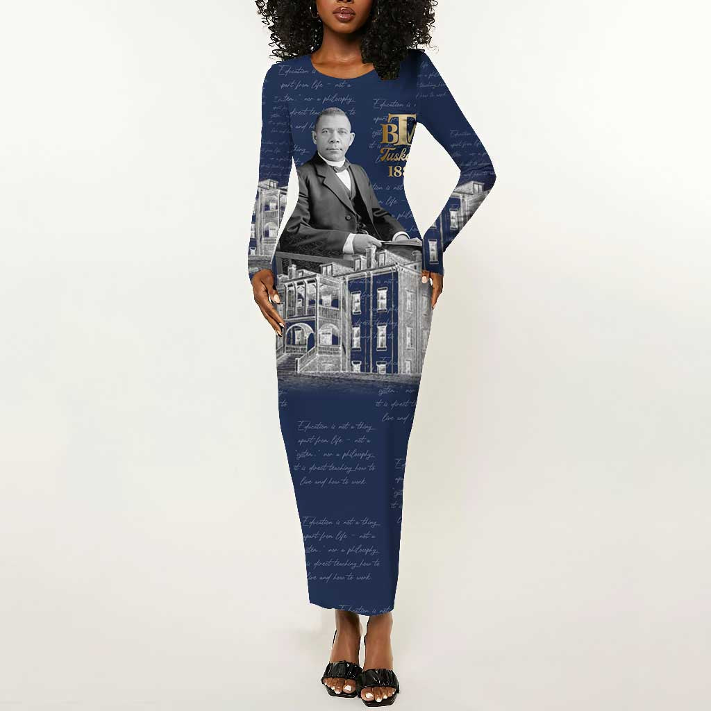 Booker T. Washington Long Sleeve Bodycon Dress Tuskegee Institute Design Educational Legacy 1881 Historic Tribute - Wonder Print Shop